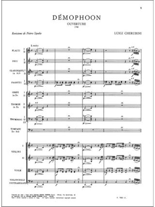 Démophoon, ouverture - CHERUBINI - Partition - Grand format